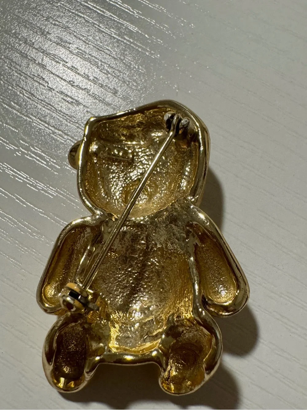 Vintage Gold AJC Holiday Teddy Bear Brooch
